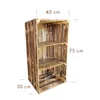 A wooden crate shelf unit with dimensions indicated. Náhled obrázku produktu
