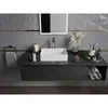 A modern bathroom vanity with a white vessel sink, faucet, and various toiletries. Podgląd zdjęcia produktu