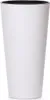 A tall, white planter with a black rim, isolated on a white background. Náhled obrázku produktu