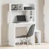 A white desk with a hutch and a black chair in a room. Anteprima dell’immagine prodotto