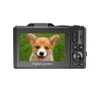 The back view of a digital camera displaying a picture of a corgi puppy on its screen. Produktbild-Vorschau