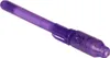 A purple pen with a clip and a transparent tip, lying diagonally on a white background. Produktbild-Vorschau