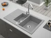 Granitový drez – drez – kuchynský drez – 79 x 50 cm – betón Náhľad obrázku produktu 6