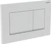 A white toilet flush plate with two buttons. Produktbild-Vorschau