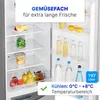 Inside of a refrigerator showing shelves with food and drinks, and marketing text. Podgląd zdjęcia produktu