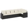 Design 6-tlg. Garten-Sofagarnitur mit Kissen Schwarz Poly Produktbild-Vorschau 2