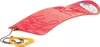 A red plastic snowboard with a yellow handle and rope, isolated on a white background. Anteprima dell’immagine prodotto