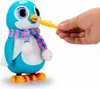 A toy penguin is being fed a yellow fish by a hand. Anteprima dell’immagine prodotto
