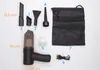 A collection of accessories and a handheld vacuum cleaner are laid out on a white background, with measurement indicators. Produktbild-Vorschau