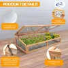 A wooden cold frame filled with plants, shown outdoors on a wooden deck. Produktbild-Vorschau