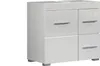 A white bathroom vanity cabinet with drawers and a door, shown from a side-front angle against a white background. Podgląd zdjęcia produktu