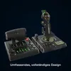 A flight simulation controller set, including a joystick and throttle quadrant, displayed against a dark blue background. Produktbild-Vorschau