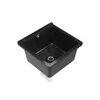 A black sink basin with a drain and overflow visible, shown from a slightly elevated angle against a white background. Anteprima dell’immagine prodotto