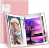 A pink binder for diamond painting supplies, open to show two pages with diamond painting art. Produktbild-Vorschau