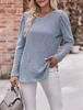 ASKSA Damen Langarmshirt Rundhals Rippstrick Casual Elegant Produktbild-Vorschau 2