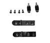 A collection of hardware components, including screws and hinges, laid out against a white background. Podgląd zdjęcia produktu