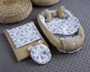 TAUPE Waffelpique/ BLUMENWIESE Braun Babynestchen Unterlage Produktbild-Vorschau 1