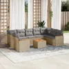 vidaXL 10-tlg. Garten-Sofagarnitur mit Kissen Beige Poly Produktbild-Vorschau 2