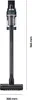 A full-length studio shot of a cordless vacuum cleaner, with dimensions indicated. Podgląd zdjęcia produktu