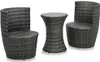 vidaXL 3-dielna súprava Bistro s vankúšmi Poly Rattan Grey Náhľad obrázku produktu 1