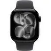 A close-up, front-facing view of a black Apple Watch with a dark, abstract watch face. Anteprima dell’immagine prodotto