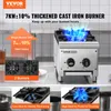 A commercial gas stove with flames, accompanied by marketing text and feature callouts. Anteprima dell’immagine prodotto