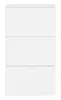 A white shoe cabinet with three flip-down drawers. Voir les images du produit