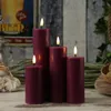 LED Stumpenkerze MIA - Echtwachs - realistische 3D Flamme - H: 15cm - D: 5cm - beere Produktbild-Vorschau