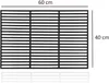 A black grill grate with dimensions indicated. Produktbild-Vorschau