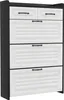 A front view of a white and black shoe cabinet. Anteprima dell’immagine prodotto