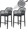 Two bar stools shown from the front on a white background.