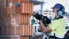 A construction worker wearing safety gear is using a reciprocating saw to cut through a brick wall. Voir les images du produit