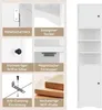 A collage of product details and a full product shot of a white cabinet. Náhled obrázku produktu