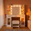 ZELURXX Biała toaletka 110×40×145 cm z lustrem LED 10 Podgląd zdjęcia produktu 6