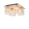 A close-up view of a modern ceiling light fixture with multiple glass shades. Podgląd zdjęcia produktu