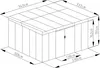 A technical drawing of a garden shed with dimensions indicated. Produktbild-Vorschau
