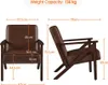 Front and side views of a brown leather armchair with dimensions and weight capacity indicated. Produktbild-Vorschau