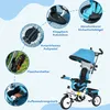 6-in-1 Kinderdreirad Blau mit Schiebestange, Dach, Gurt, Produktbild-Vorschau 6