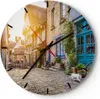 Wanduhr - Rund - Glasuhr - stadt straße katze - 40x40cm - Produktbild-Vorschau 1