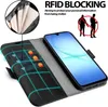 A black flip case for a smartphone is shown open, displaying card slots and a smartphone screen. Anteprima dell’immagine prodotto