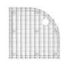 A white, quarter-circle shaped shower tray with a grid pattern and a central drain hole. Anteprima dell’immagine prodotto
