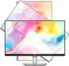 A Dell monitor is shown from the front, with a colorful abstract image displayed on its screen. The monitor is on a stand, and other monitors are layered behind it at different angles. Podgląd zdjęcia produktu