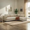 Divano 3 posti ad angolo con penisola in tessuto beige Anteprima dell’immagine prodotto 6