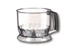 A clear plastic container with a handle and measurement markings, isolated on a white background. Produktbild-Vorschau