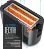 A cutaway view of a toaster showing its internal components and features, with labels and descriptive text. Voir les images du produit