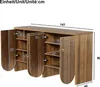 A diagram of a wooden sideboard with dimensions indicated. Podgląd zdjęcia produktu