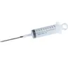 A syringe with a needle, lying on a white background. Produktbild-Vorschau