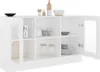 A white display cabinet with open doors, showing various items on shelves. Produktbild-Vorschau