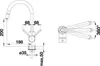 Technical drawing of a faucet with dimensions and rotation indicators. Náhľad obrázku produktu