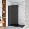 Schwarze Duschkabine 90x200cm Duschwand mit Glasschutzfolie Produktbild-Vorschau 1